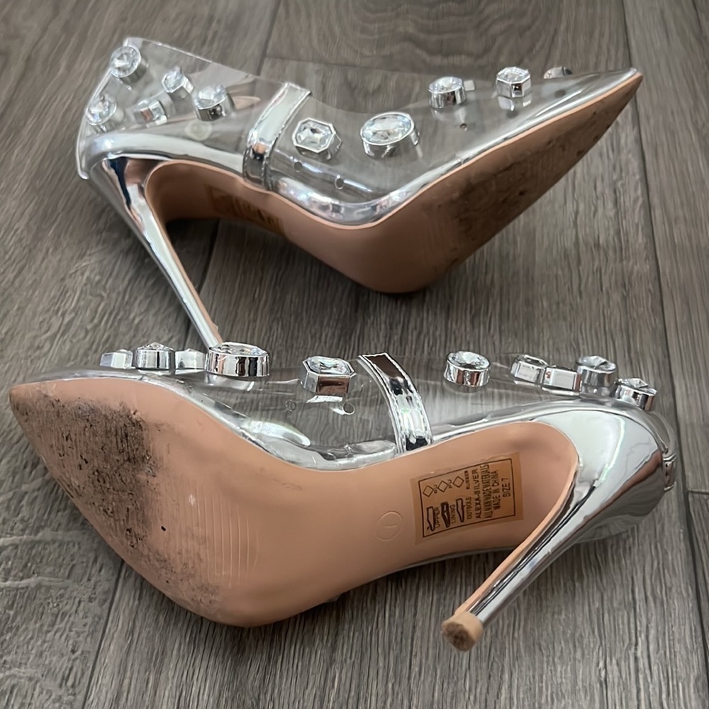 Azalea Wang Rhinestone Transparent Pointed Toes High-Heels, size 7 - Picture 4 of 5